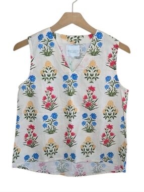 Marigold by Victoria Dunn Sadie Blouse Colorful Floral Block Print Tank XS